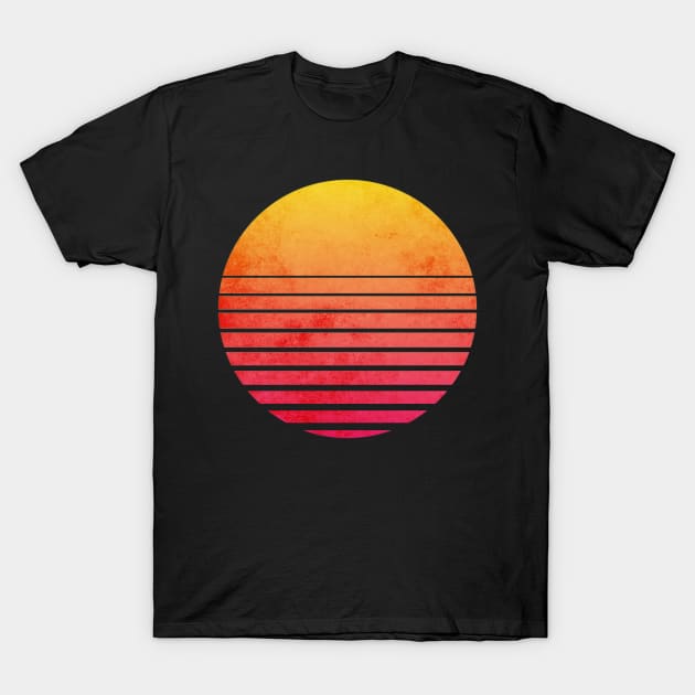 Vintage Outrun Retro Sun T-Shirt by mullelito